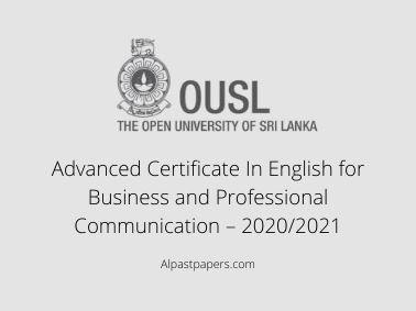 Advanced Certificate In English for Business and Professional Communication