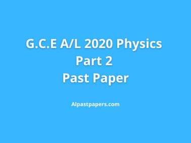 gce al 2020 Physics part 2 past paper