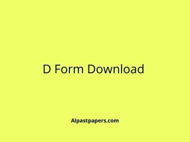 D Form Download