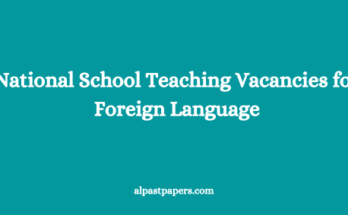 National School Teaching Vacancies for Foreign Language