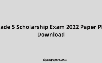 Grade 5 Scholarship Exam 2022 Paper PDF Download