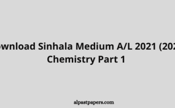 Download Sinhala Medium AL 2021 (2022) Chemistry Part 1