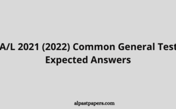 G.C.E AL 2021 (2022) Common General Test MCQ Expected Answers